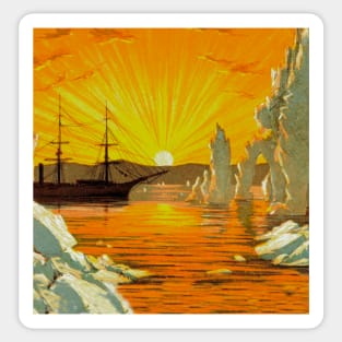 Reddish sunset on the high seas Sticker